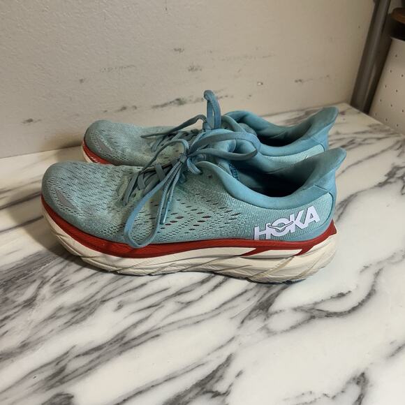 Hoka One One Womens Clifton 8 Blue Running Shoes Sneakers Size 9.5B - Picture 2 of 11
